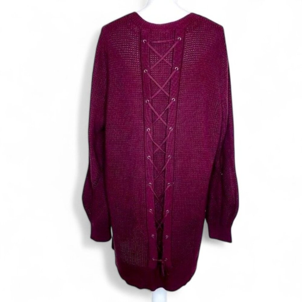 Lane Bryant Plus Laced Knitted Long Pullover Sweater Women's Waffle Knit 22/24
